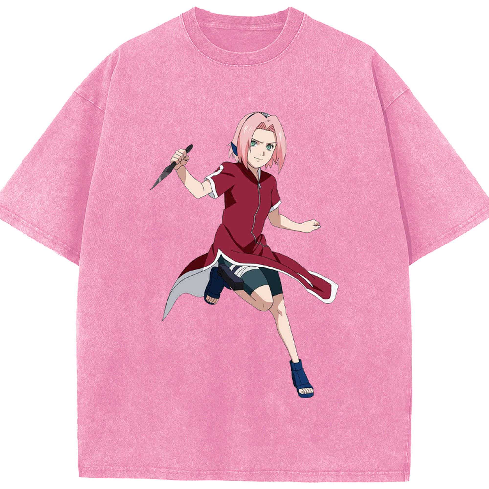 （画像用） NARUTO -ナルト- 春野サクラ Haruno Sakura 綿100% ヴィンテージ風 半袖Tシャツ（フロントプリント）
